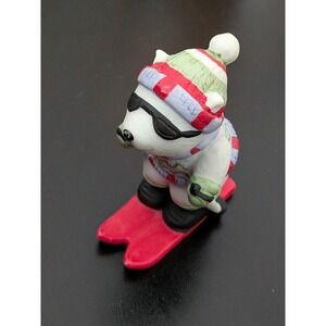 Skiing Polar‎ Bear Figure Porcelain 2.5" Bronson Bears Of Distinction